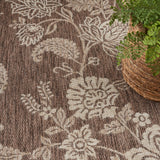 Nourison Garden Oasis Indoor/Outdoor Mocha 5' x 7' Area Rug, Easy-Cleaning, Non Shedding, Bed Room, Living Room, Dining Room, Backyard, Deck, Patio (5x7)