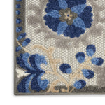 Nourison Aloha Indoor/Outdoor Natural/Blue 2' x 6' Area Rug, Easy Cleaning, Non Shedding, Bed Room, Living Room, Dining Room, Backyard, Deck, Patio (2x6)