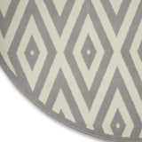 Nourison Grafix Geometric White/Grey 5'3" x Round Area -Rug, Easy -Cleaning, Non Shedding, Bed Room, Living Room, Dining Room, Kitchen (5 Round)