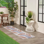 Nourison Aloha Indoor/Outdoor Blue Mocha 2' x 6' Area Rug, Easy Cleaning, Non Shedding, Bed Room, Living Room, Dining Room, Backyard, Deck, Patio (2x6)