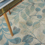 Nourison Tranquil Nature Ivory/Turquoise 5'3" x 7'3" Area -rug, Easy -cleaning, Non Shedding, Bed Room, Living Room, Dining Room, Kitchen (5x7)