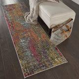 Nourison Celestial Multicolor Sunset 2'2" x 7'6" Area Rug, Vintage, Abstract, Easy Cleaning, Non Shedding, Bed Room, Living Room, Dining Room, Kitchen, (8' x Runner)