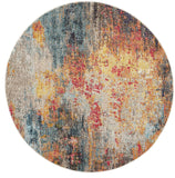 Nourison Celestial Multicolor 4' x Round Area Rug, Abstract, Non Shedding, Easy Cleaning Bed Room, Living Room, Dining Room, Kitchen, (4' Round)