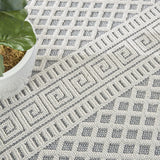 Nourison Elwood Ivory/Slate 4' x 6'2" Area Rug, Modern, Moroccan, Easy Clean, Non Shedding, Bed Room, Living Room, Dining Room, Kitchen, (4' x 6')