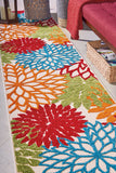 Nourison Aloha Indoor/Outdoor Green 2'3'' x 10' Area--Rug, Tropical, Botanical, Easy--Cleaning, Non Shedding, Bed Room, Living Room, Dining Room, Deck, Backyard, Patio (2x10)