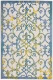 Nourison Aloha Indoor/Outdoor Ivory Blue 2'8" x 4' Area Rug, Transitional, French Country, Easy Cleaning, Non Shedding, Bed Room, Kitchen, Living Room, Deck, Backyard, (3' x4')