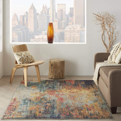 Nourison Celestial Multicolor 3'11" x 5'11" Area Rug, Abstract, Non Shedding, Easy Cleaning Bed Room, Living Room, Dining Room, Kitchen, (4' x 6')