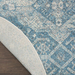Nourison Tranquil Traditional Light Blue/Ivory 4' x Round Area -Rug, Easy -Cleaning, Non Shedding, Bed Room, Living Room, Dining Room, Kitchen (4 Round)