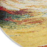 Nourison Celestial Multicolor Wave 4' x Round Area Rug, Abstract, Spiral, Bed Room, Living Room, Dining Room, Kitchen, Easy Cleaning, Non Shedding, (4' Round)