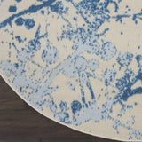 Nourison Jubilant Abstract Ivory/Blue 5'3" x ROUND Area -Rug, Easy -Cleaning, Non Shedding, Bed Room, Living Room, Dining Room, Kitchen (5 Round)