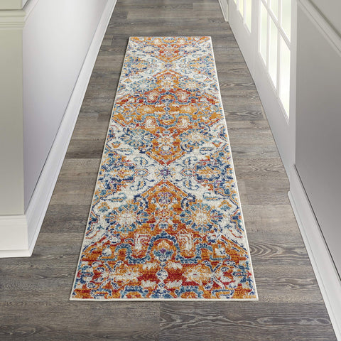 Nourison Passion Bohemian Multicolor 2'2" x 7'6" Area -rug, Easy -cleaning, Non Shedding, Bed Room, Living Room, Dining Room, Kitchen (2x8)