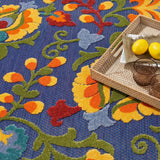 Nourison Aloha 63x63 Polypropylene Fabric Area Rug in Navy/Blue/Multi-Color