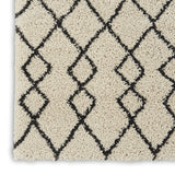 Nourison Geometric Shag Moroccan Ivory/Charcoal 2'2" x 7'6" Area -Rug, Easy -Cleaning, Non Shedding, Bed Room, Living Room, Dining Room, Kitchen (2x8)" }
