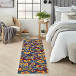 Nourison Aloha Indoor/Outdoor Navy Multicolor 2'3" x 8' Area Rug, Easy Cleaning, Non Shedding, Bed Room, Living Room, Dining Room, Backyard, Deck, Patio (2x8)