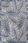 Nourison Aloha Indoor/Outdoor Ivory/Navy 5'3" x 7'5" Area Rug, Easy Cleaning, Non Shedding, Bed Room, Living Room, Dining Room, Backyard, Deck, Patio (5x7)