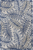 Nourison Aloha Indoor/Outdoor Ivory/Navy 5'3" x 7'5" Area Rug, Easy Cleaning, Non Shedding, Bed Room, Living Room, Dining Room, Backyard, Deck, Patio (5x7)