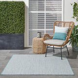 Nourison Courtyard 4' x Square Ivory Aqua Fabric Modern Area Rug (4' Square)