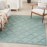 Nourison Easy Care 6' x 9' Fabric Aqua Teal Modern Indoor/Outdoor Rug
