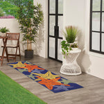 Nourison Aloha Indoor/Outdoor Blue Multicolor 2'3" x 8' Area Rug, Easy Cleaning, Non Shedding, Bed Room, Living Room, Dining Room, Backyard, Deck, Patio (2x8)