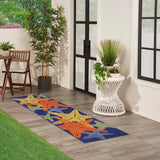 Nourison Aloha Indoor/Outdoor Blue Multicolor 2'3" x 8' Area Rug, Easy Cleaning, Non Shedding, Bed Room, Living Room, Dining Room, Backyard, Deck, Patio (2x8)