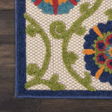 Nourison Aloha Indoor/Outdoor Blue/Multicolor 2' x 6' Area -Rug, Easy -Cleaning, Non Shedding, Bed Room, Living Room, Dining Room, Deck, Backyard, Patio (2x6)