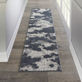 Nourison Textured Contemporary Abstract Blue/Grey 2'2" x 7'6" Area Rug, Easy Cleaning, Non Shedding, Bed Room, Living Room, Dining Room, Kitchen (2x8)