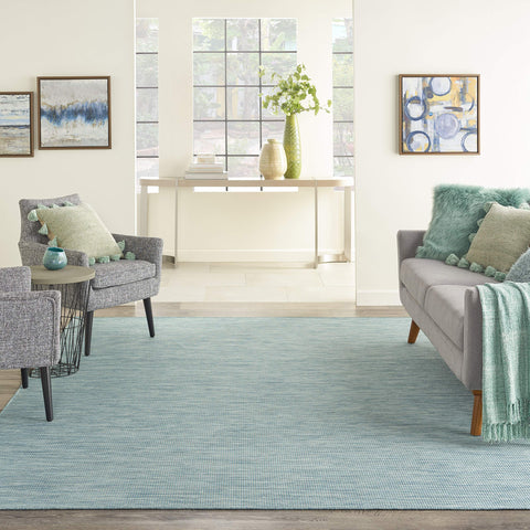 Nourison Positano Indoor/Outdoor Aqua 2'2" x 12' Area Rug, Easy Cleaning, Non Shedding, Bed Room, Living Room, Dining Room, Backyard, Deck, Patio (2x12)