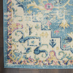 Nourison Passion Ivory/Light Blue 1'10" x 6' Area Rug, Boho, Moroccan, Bed Room, Living Room, Dining Room, Kitchen, Easy Cleaning, Non Shedding, (6' Runner)