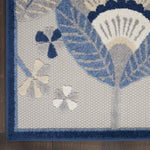Nourison Aloha Indoor/Outdoor Blue/Grey 2'3" x 8' Area Rug, Floral, Contemporary, Easy-Cleaning, Non-Shedding, Bed Room, Living Room, Deck, Backyard, (8' x Runner)
