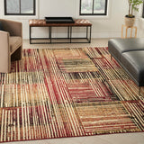 Nourison Grafix Abstract Brick Multicolor 5'3" x 7'3" Area -Rug, Easy -Cleaning, Non Shedding, Bed Room, Living Room, Dining Room, Kitchen (5x7)