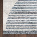 Nourison Astra Machine Washable Geometric Ivory Blue 2'2" x 10' Area -Rug, Easy -Cleaning, Non Shedding, Bed Room, Living Room, Dining Room, Kitchen (2x10)