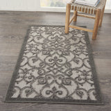 Nourison Aloha Indoor/Outdoor Grey/Charcoal 2'8" x 4' Area Rug, Transitional, French Country, Easy Cleaning, Non Shedding, Bed Room, Kitchen, Living Room, Deck, Backyard, (3' x 4')