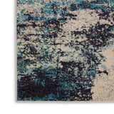Nourison Celestial Modern Abstract Ivory/Teal Blue 2'2" x 10' Area -Rug, Easy -Cleaning, Non Shedding, Bed Room, Living Room, Dining Room, Kitchen (2x10)