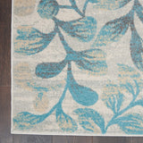 Nourison Tranquil Nature Ivory/Turquoise 5'3" x 7'3" Area -rug, Easy -cleaning, Non Shedding, Bed Room, Living Room, Dining Room, Kitchen (5x7)