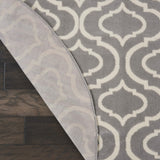 Nourison Jubilant Trellis Grey 5'3" x Round Area -Rug, Easy -Cleaning, Non Shedding, Bed Room, Living Room, Dining Room, Kitchen (5 Round)