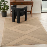 Nourison Washable Jute Geometric Natural Beige 3'11" x 5'11" Area Rug, Easy Clean, Non Shedding, Bed Room, Living Room, Dining Room, Kitchen (4x6)