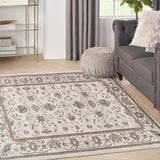Nourison Serenity Home Vintage Ivory Mocha 3'11" x 5'11" Area -Rug, Easy -Cleaning, Non Shedding, Bed Room, Living Room, Dining Room, Backyard, Deck, Patio (4x6)