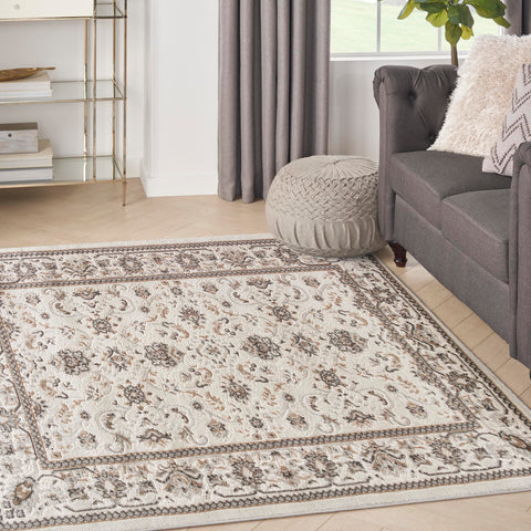 Nourison Serenity Home Vintage Ivory Mocha 3'11" x 5'11" Area -Rug, Easy -Cleaning, Non Shedding, Bed Room, Living Room, Dining Room, Backyard, Deck, Patio (4x6)