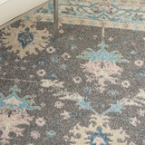 Nourison Tranquil Persian Grey/Pink 4' x 6' Area-Rug, Easy-Cleaning, Non Shedding, Bed Room, Living Room, Dining Room, Kitchen (4x6)