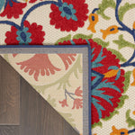 Nourison Aloha Indoor/Outdoor Red/Multi 3'6" x 5'6" Area Rug, Easy Cleaning, Non Shedding, Bed Room, Living Room, Dining Room, Deck, Backyard, Patio (4x6)