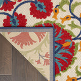 Nourison Aloha Indoor/Outdoor Red/Multi 3'6" x 5'6" Area Rug, Easy Cleaning, Non Shedding, Bed Room, Living Room, Dining Room, Deck, Backyard, Patio (4x6)