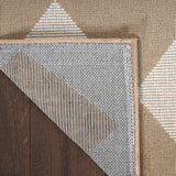 Nourison Washable Modern Jute Geometric Natural Ivory 5'3" x 7'3" Area Rug, Easy Cleaning, Non Shedding, Bed Room, Living Room, Dining Room, Kitchen (5x7)