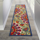 Nourison Aloha Indoor/Outdoor Red/Multi 2'3" x 8' Area Rug, Easy Cleaning, Non Shedding, Bed Room, Living Room, Dining Room, Deck, Backyard, Patio (2x8)