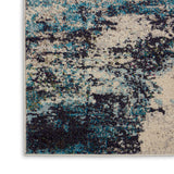 Nourison Celestial Modern Abstract Ivory/Teal Blue 2'2" x 12' Area Rug, Easy Clean, Non Shedding, Bed Room, Living Room, Dining Room, Kitchen (2x12)