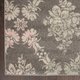 Nourison Tranquil Damask Grey/Pink 4' x 6' Area -Rug, Easy -Cleaning, Non Shedding, Bed Room, Living Room, Dining Room, Kitchen (4x6)