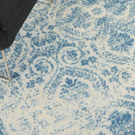 Nourison Jubilant Damask Blue 4' x 6' Area Rug, Easy Cleaning, Non Shedding, Bed Room, Living Room, Dining Room, Kitchen (4x6)