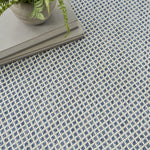 Nourison Courtyard Indoor/Outdoor Ivory Blue 4' x 6' Area Rug, Geometric, Easy Cleaning, Non Shedding, Bed Room, Living Room, Dining Room, Deck, Patio, Backyard (4x6)
