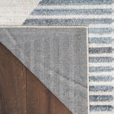 Nourison Astra Machine Washable Geometric Ivory Blue 2'2" x 10' Area -Rug, Easy -Cleaning, Non Shedding, Bed Room, Living Room, Dining Room, Kitchen (2x10)