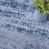 Nourison Essentials Indoor/Outdoor Solid Abstract Denim 5' x Square Area Rug, Easy Cleaning, Non Shedding, Bed Room, Living Room, Dining Room, Backyard, Deck, Patio (5 Square)