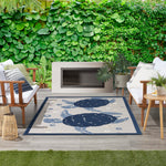 Nourison Aloha Indoor/Outdoor Navy Blue 3'6" x 5'6" Area -Rug, Easy Cleaning, Non Shedding, Bed Room, Living Room, Dining Room, Deck, Patio (3x5)